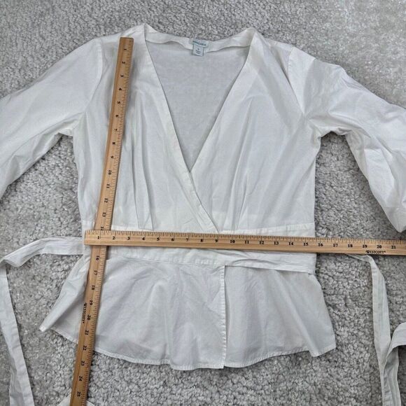 Sundance Avant Garde 3/4 Puff Sleeve Wrap Top Blouse White - Picture 8 of 9